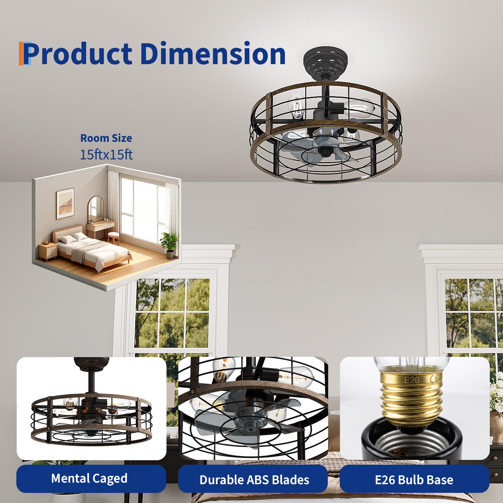 20'' Caged Flush Mount Ceiling – обзор и цена Ceiling Fan Mount